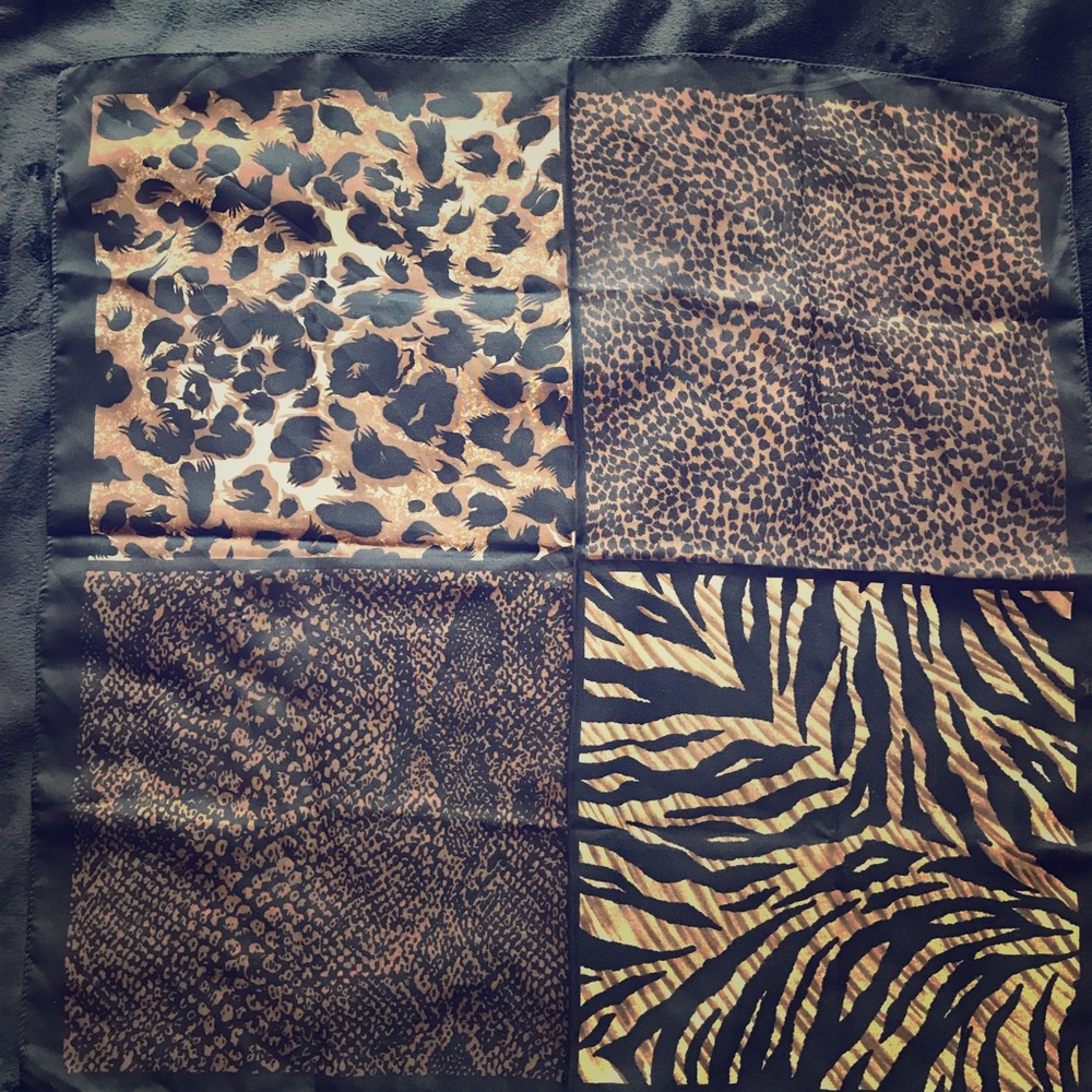 Animal print 21” square silk scarf